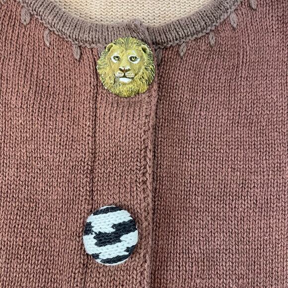 Storybook Knits Safari Animal Print Cardigan Zebra Giraffe Leopard M Button - Picture 6 of 12